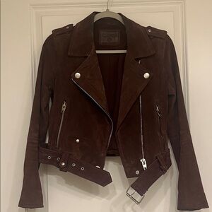 Blank NYC Genuine Burgundy Suede Motorcycle